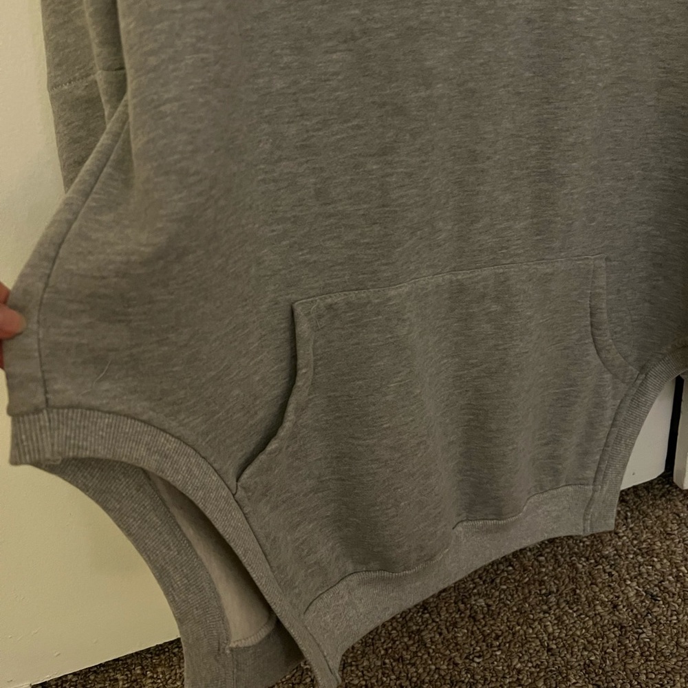 Gray Longline Drawstring Hoodie - Picture 4 of 6
